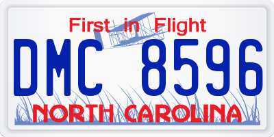 NC license plate DMC8596