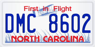 NC license plate DMC8602