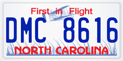 NC license plate DMC8616