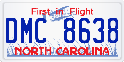 NC license plate DMC8638