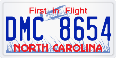 NC license plate DMC8654