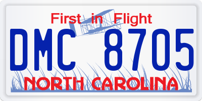 NC license plate DMC8705