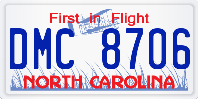 NC license plate DMC8706