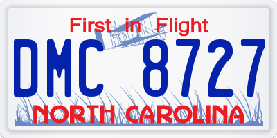 NC license plate DMC8727