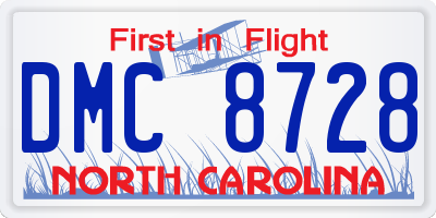 NC license plate DMC8728
