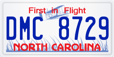 NC license plate DMC8729