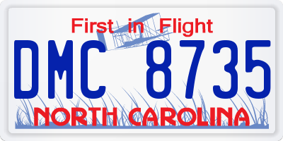 NC license plate DMC8735