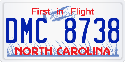 NC license plate DMC8738