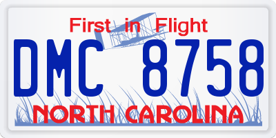 NC license plate DMC8758