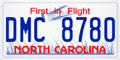 NC license plate DMC8780