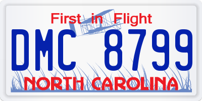NC license plate DMC8799