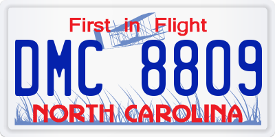 NC license plate DMC8809