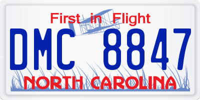 NC license plate DMC8847