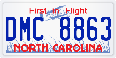 NC license plate DMC8863