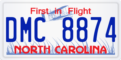 NC license plate DMC8874