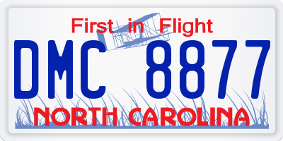 NC license plate DMC8877