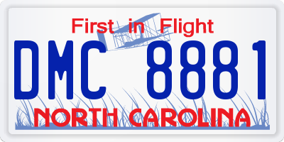 NC license plate DMC8881