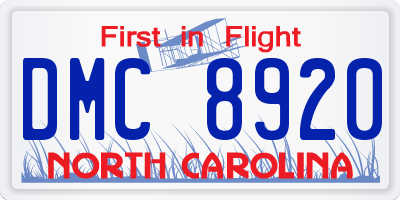 NC license plate DMC8920