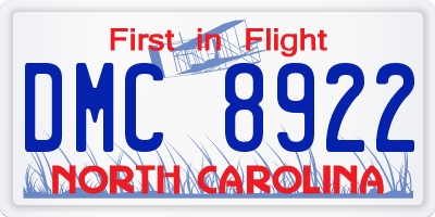 NC license plate DMC8922