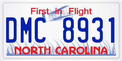 NC license plate DMC8931