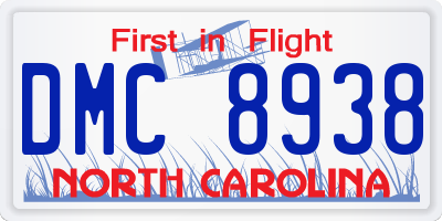 NC license plate DMC8938