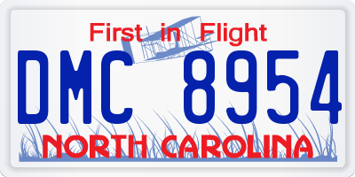 NC license plate DMC8954