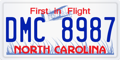 NC license plate DMC8987