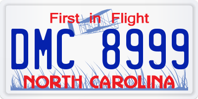 NC license plate DMC8999