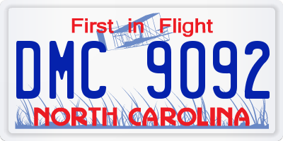 NC license plate DMC9092