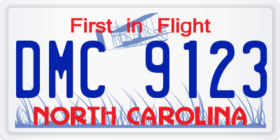 NC license plate DMC9123