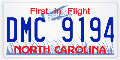 NC license plate DMC9194