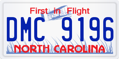 NC license plate DMC9196