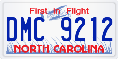 NC license plate DMC9212