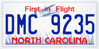 NC license plate DMC9235