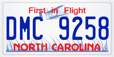 NC license plate DMC9258