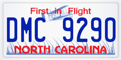 NC license plate DMC9290