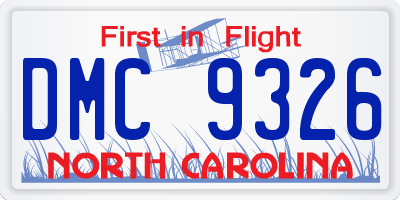 NC license plate DMC9326