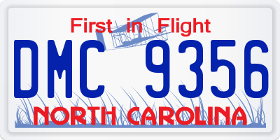 NC license plate DMC9356