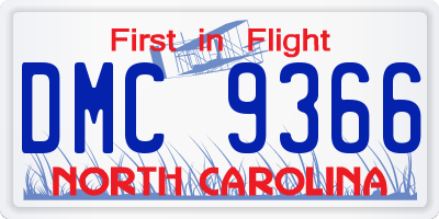 NC license plate DMC9366