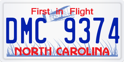 NC license plate DMC9374
