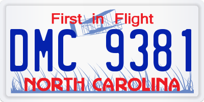 NC license plate DMC9381