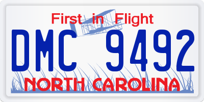 NC license plate DMC9492