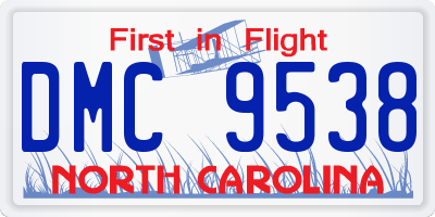 NC license plate DMC9538