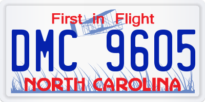 NC license plate DMC9605