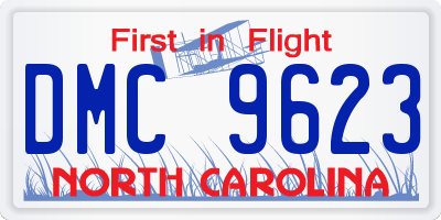 NC license plate DMC9623