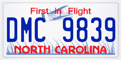NC license plate DMC9839