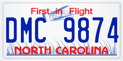 NC license plate DMC9874