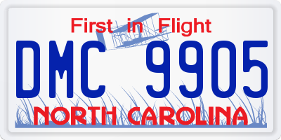 NC license plate DMC9905