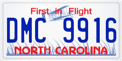 NC license plate DMC9916
