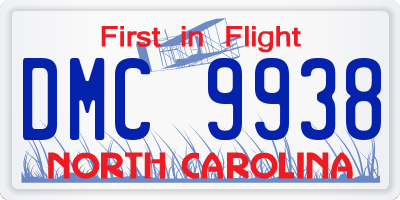 NC license plate DMC9938